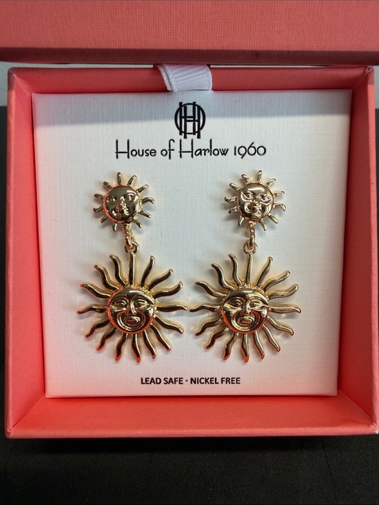 House of Harlow 1960 Jewelry - House of Harlow 1960 | Gold Tone Double Sun Drop Celestial Statement Earrings 🌞